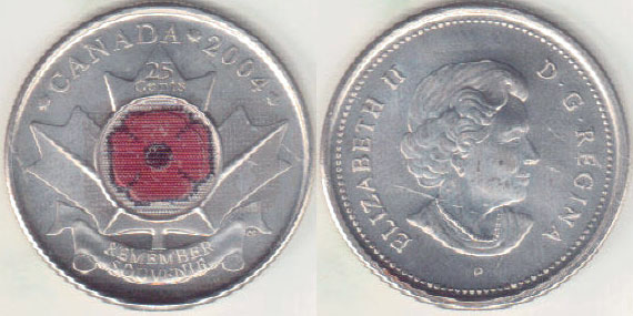 2004 Canada 25 Cents (Remember) A004276